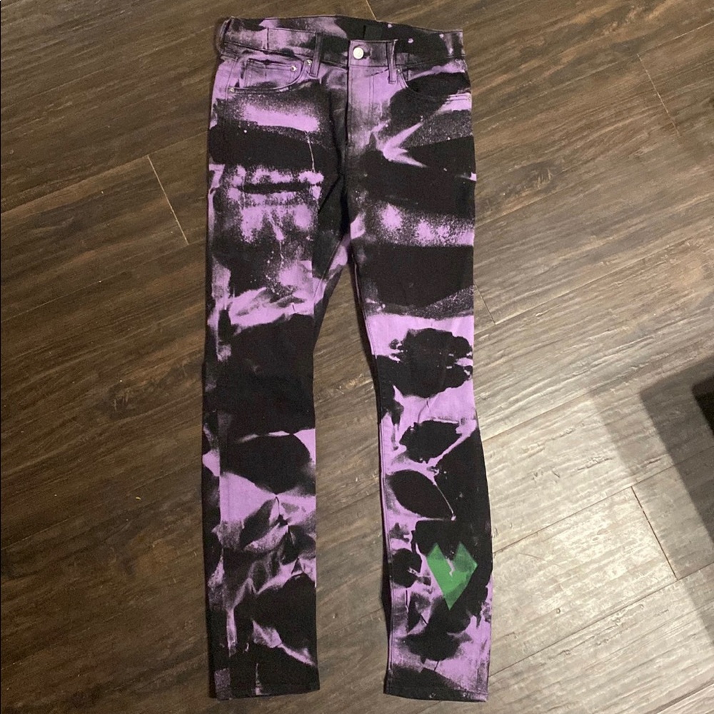 skinny jeans black and purple green heart
